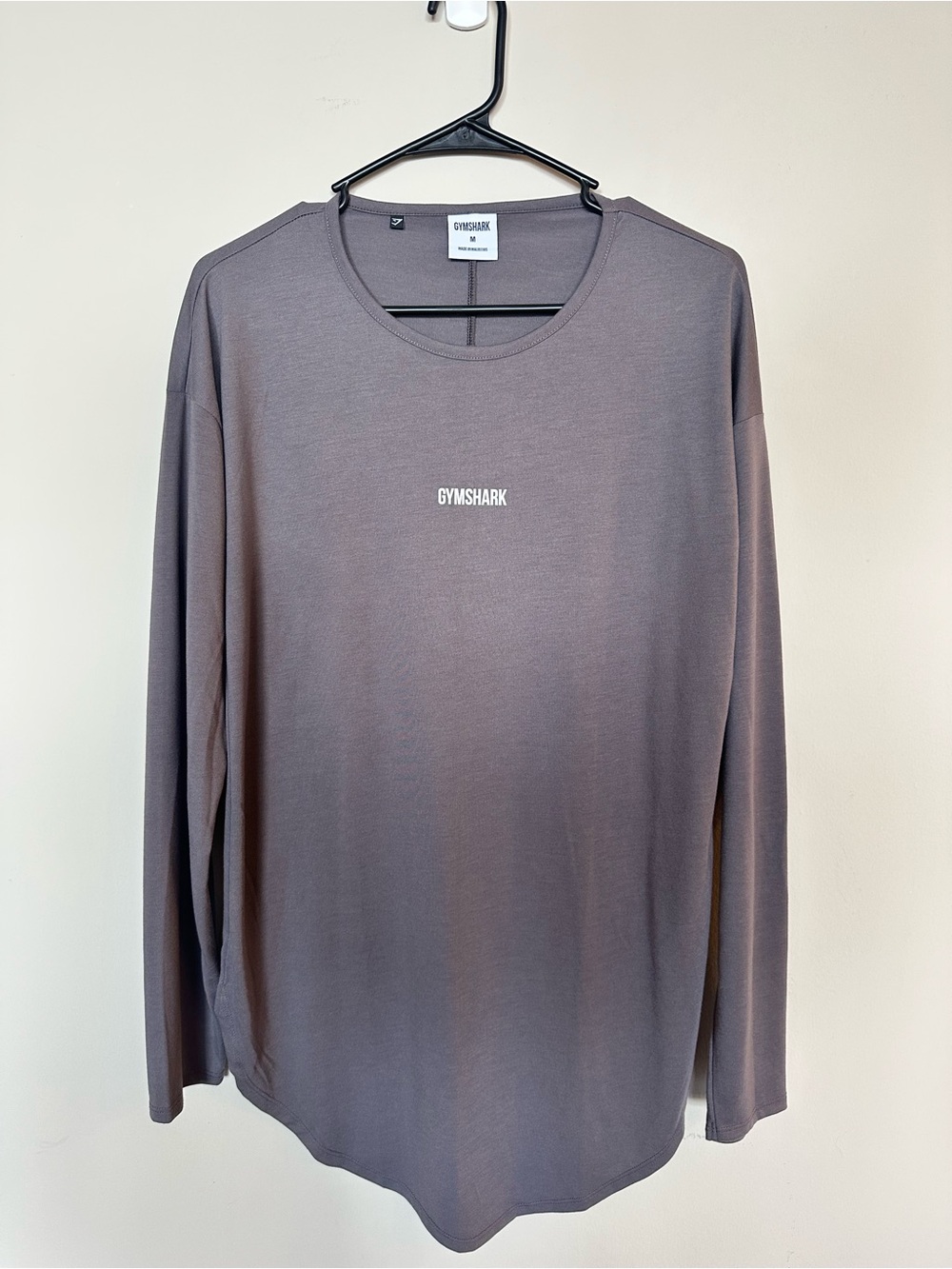GymsharkLong Sleeve Crew in Taupe Gray